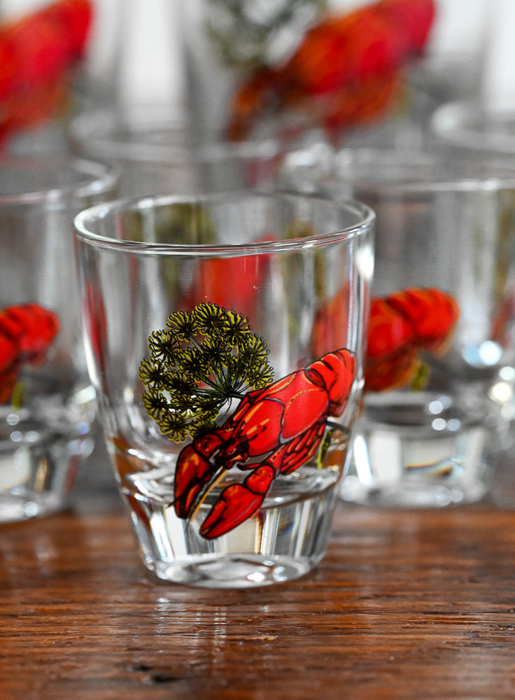 Lobster print shot glasses