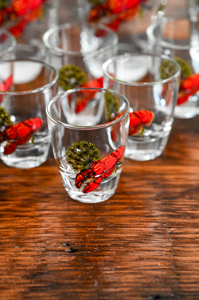 Lobster print shot glasses