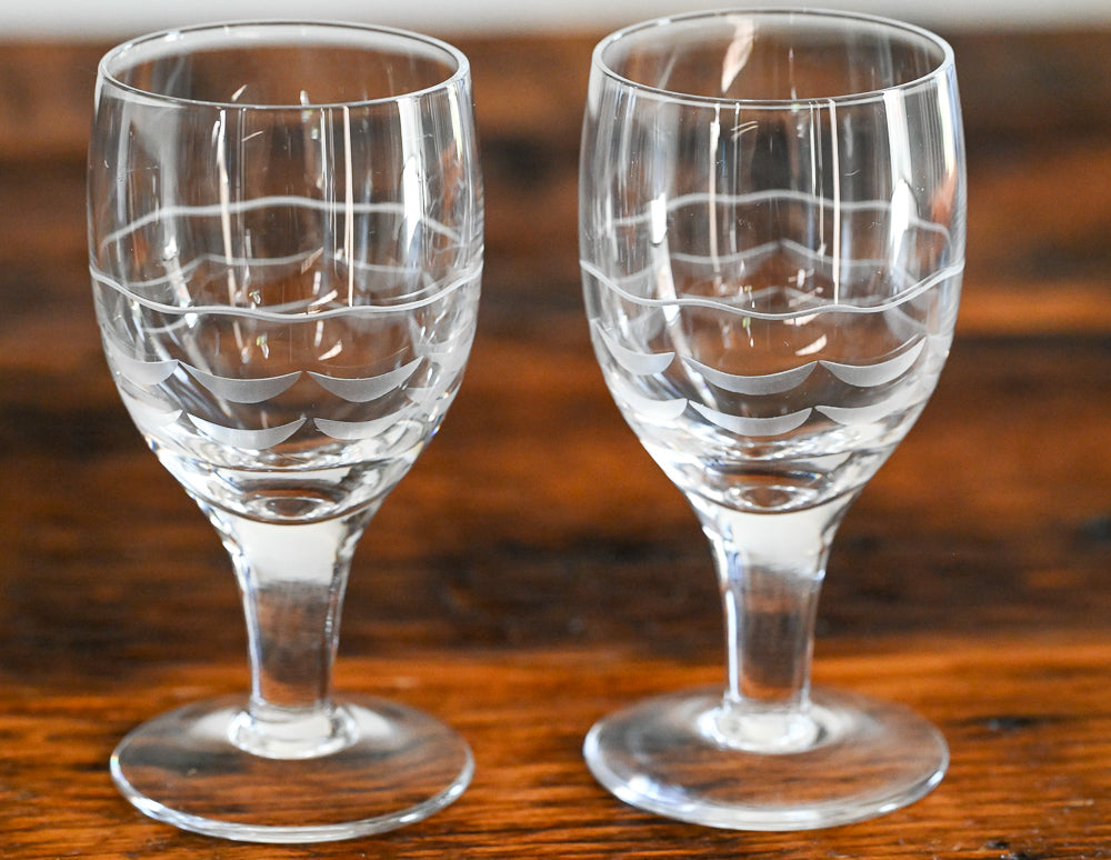 swoop etched wine glasses