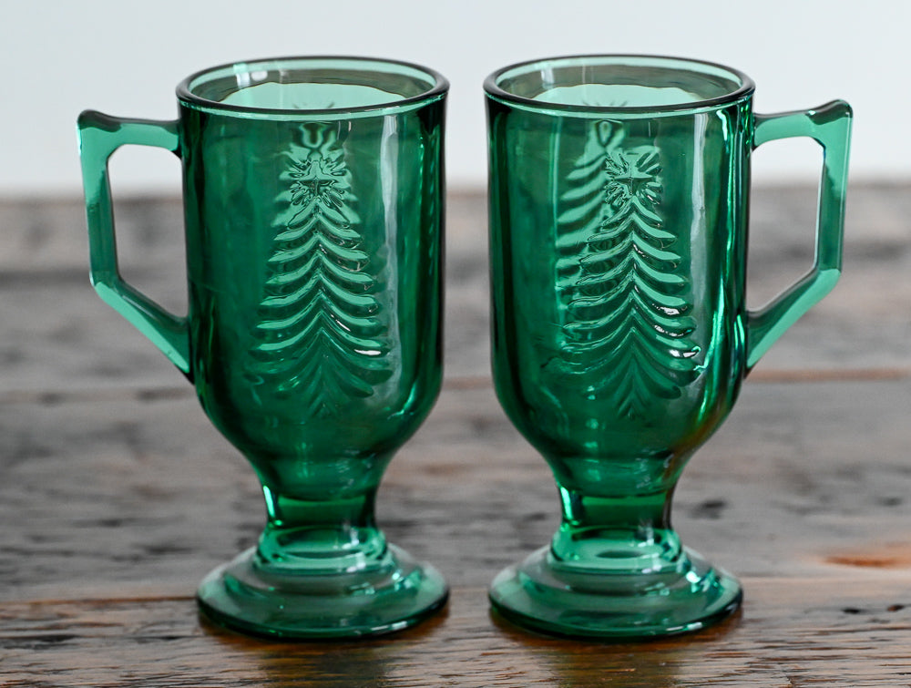 green glass Christmas tree mug
