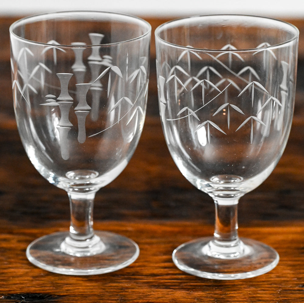 Noritake bamboo etched clear drinking glass