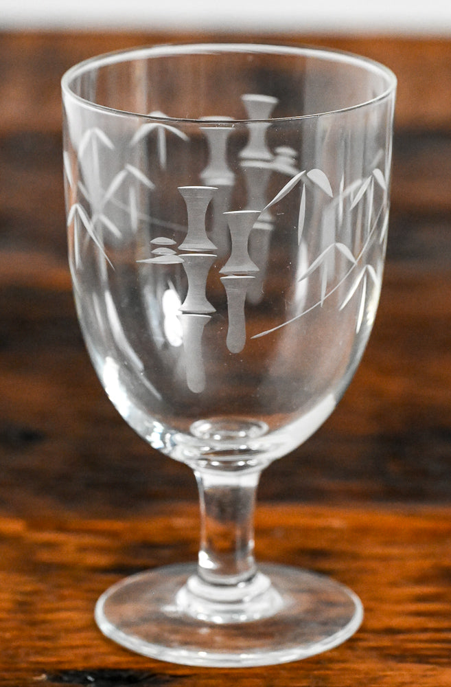 Noritake bamboo etched clear drinking glass