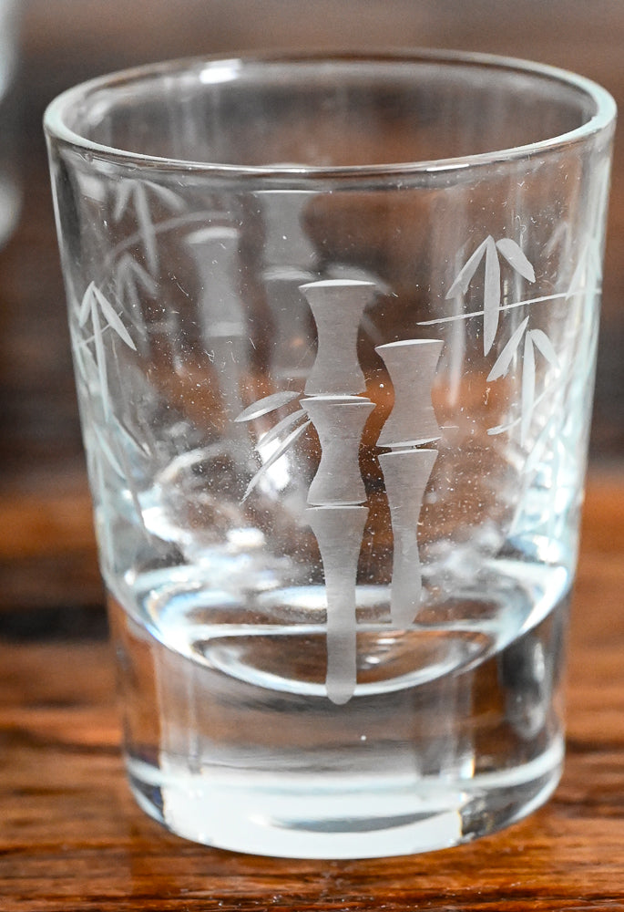 Noritake bamboo etched clear shotglasses