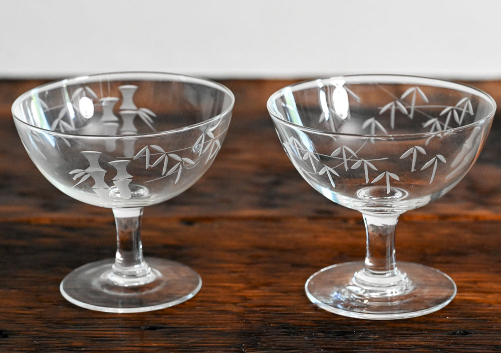 Noritake bamboo etched coupes