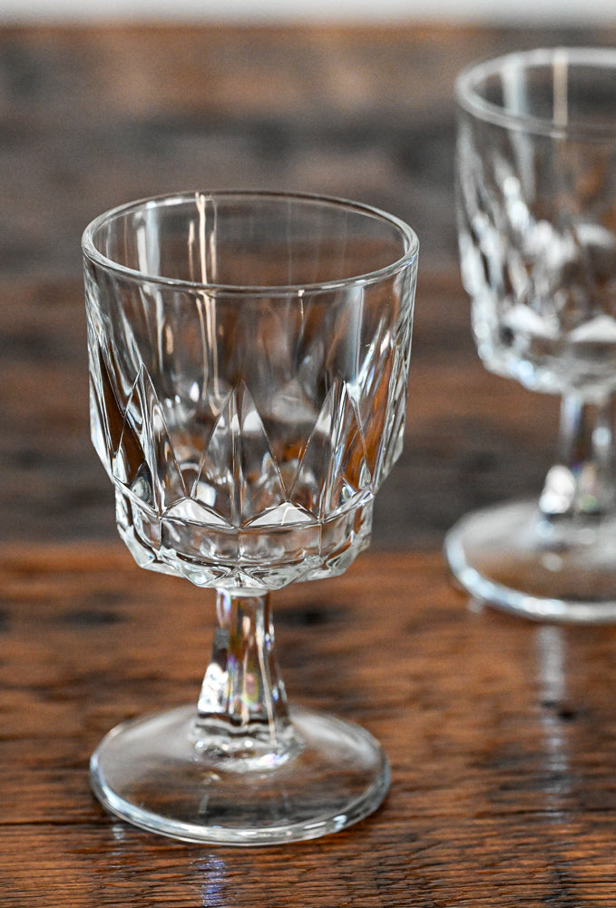 Arcoroc cut crystal wine glasses