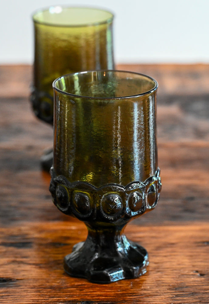 olive green Tiffin Footed goblets