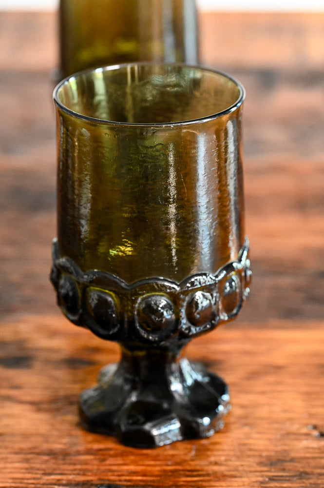 olive green Tiffin Footed goblets