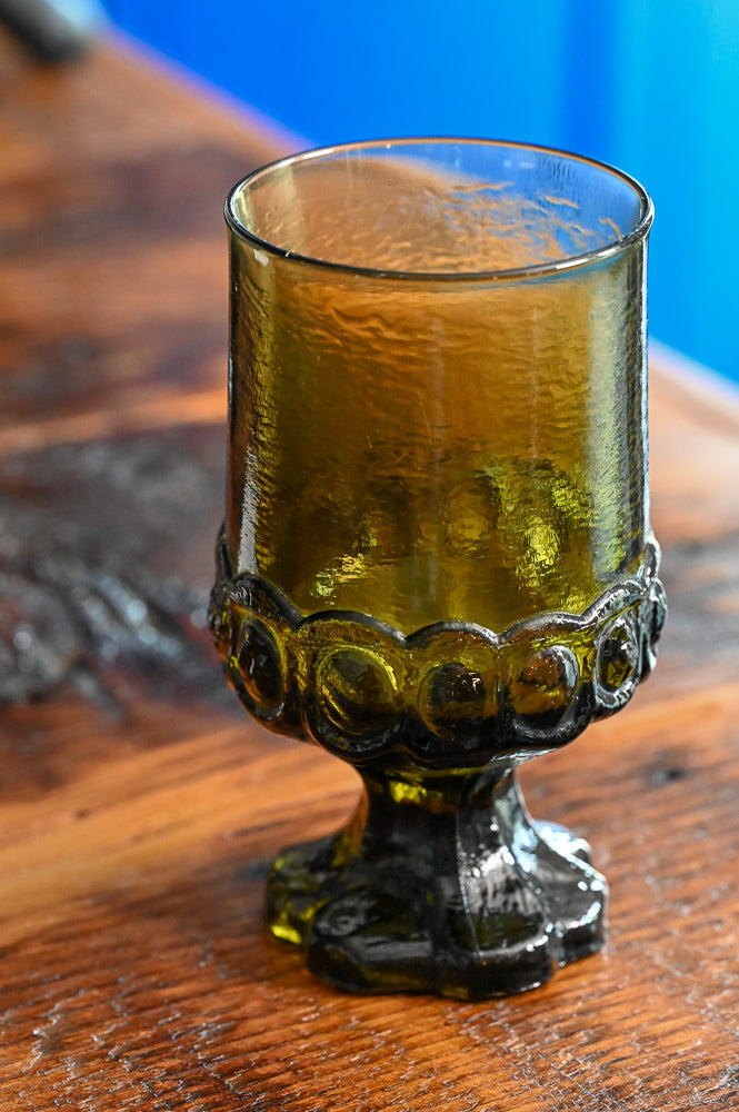 olive green Tiffin Footed goblets