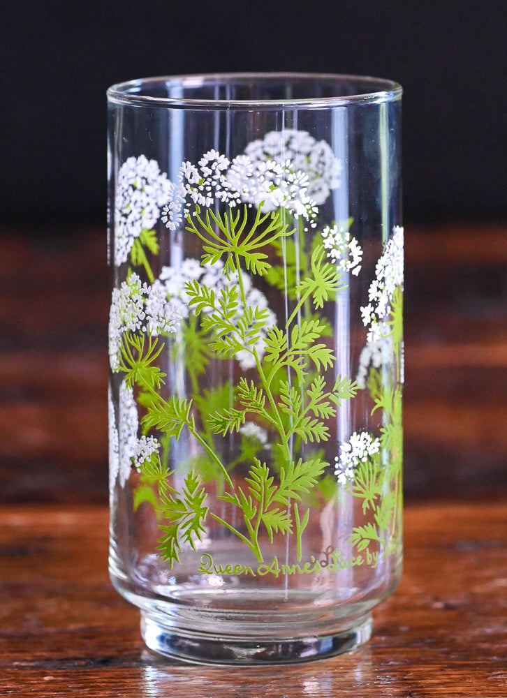 green and white floral Libbey Queen Anne's Lace tumblers