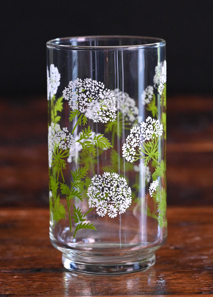 green and white floral Libbey Queen Anne's Lace tumblers