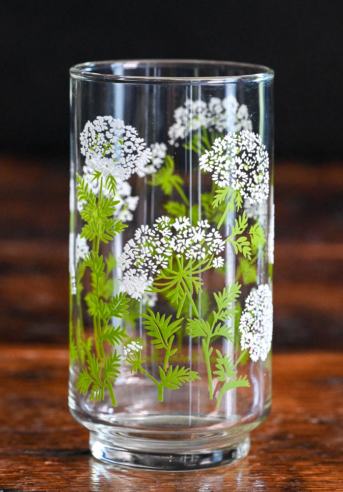 green and white floral Libbey Queen Anne's Lace tumblers