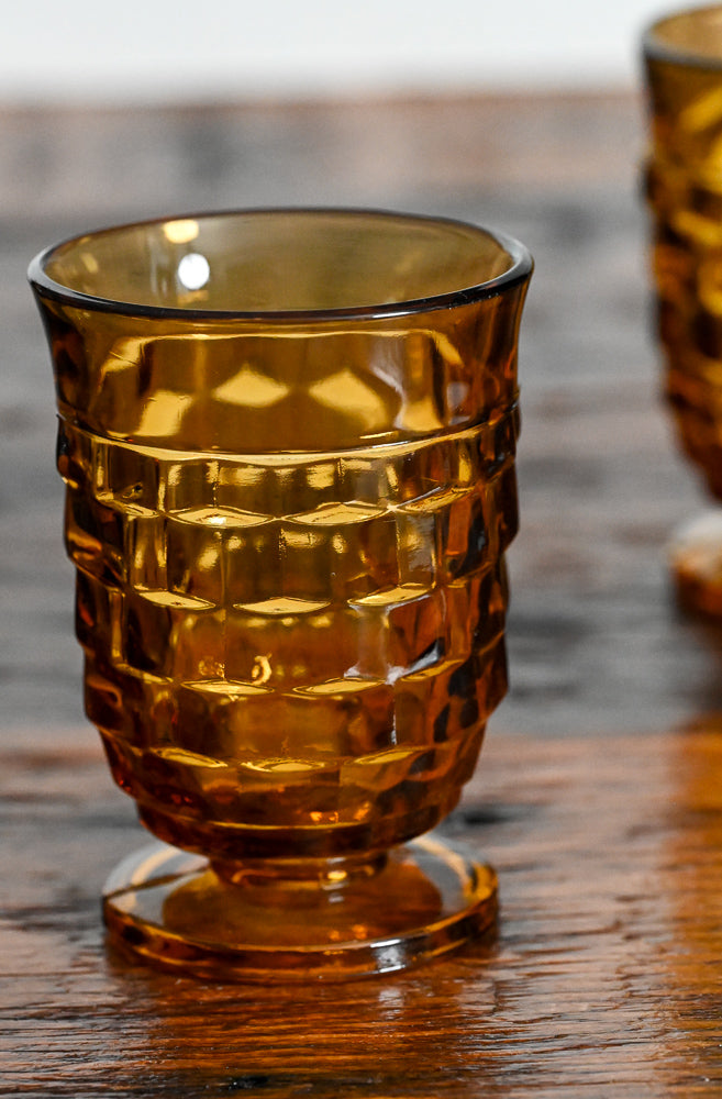 Indiana Glass amber footed tumbler