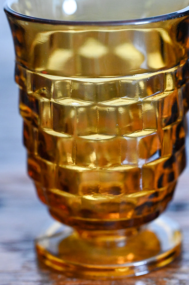 Indiana Glass amber footed tumbler