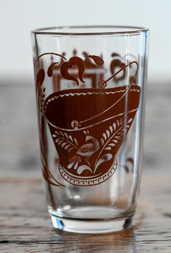 Kraft brown bucket print juice glass