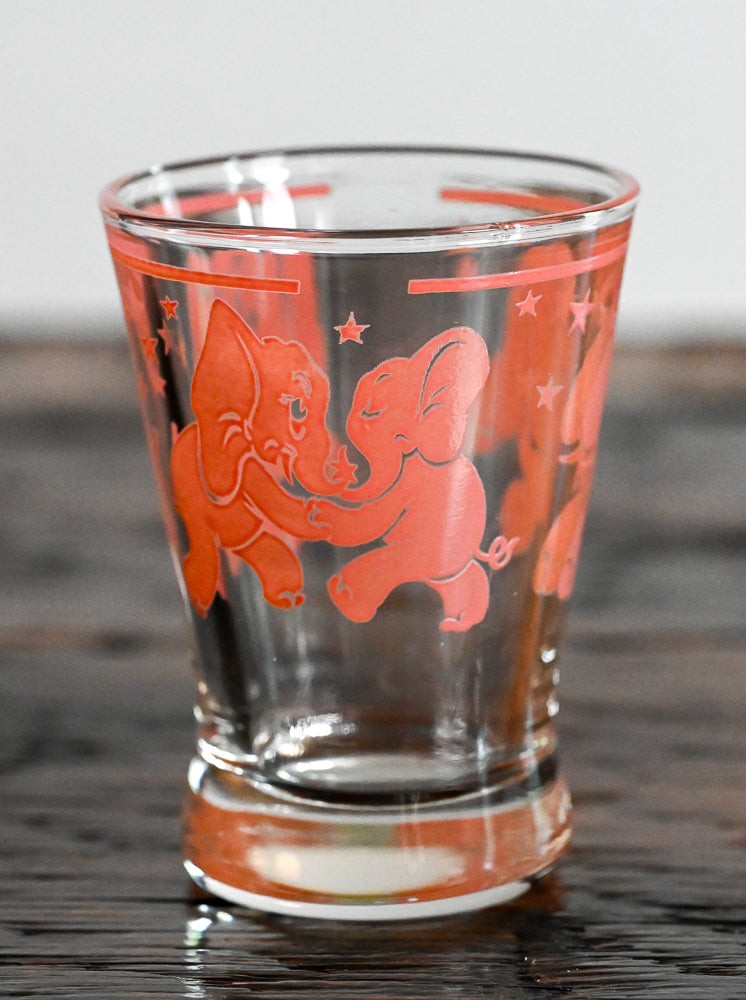 pink elephants and stars print juice glass