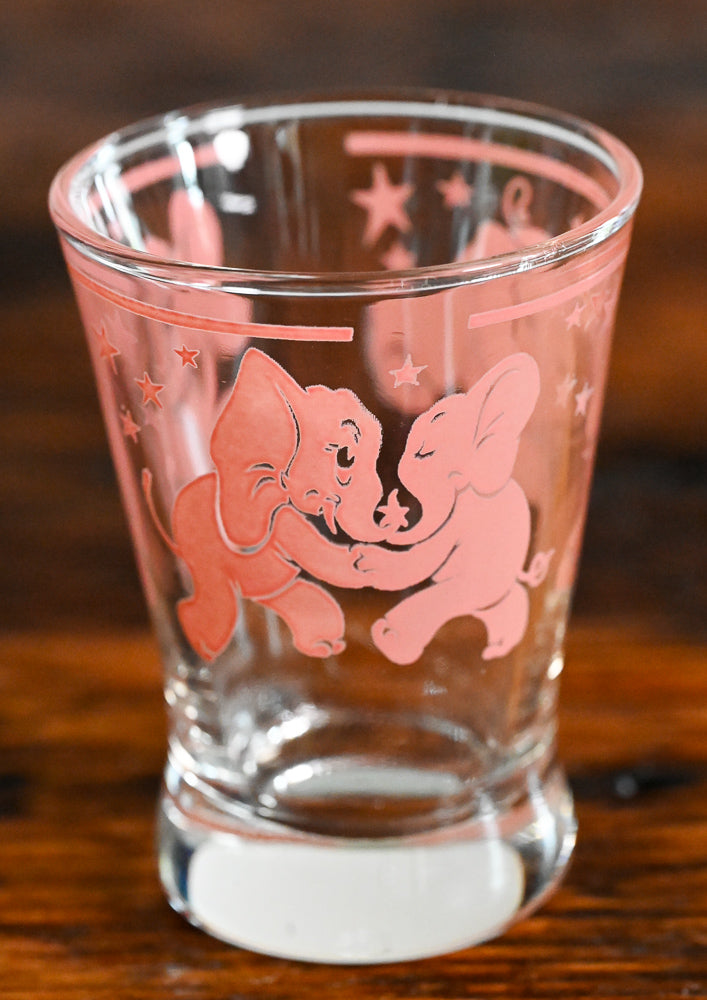 pink elephants and stars print juice glass
