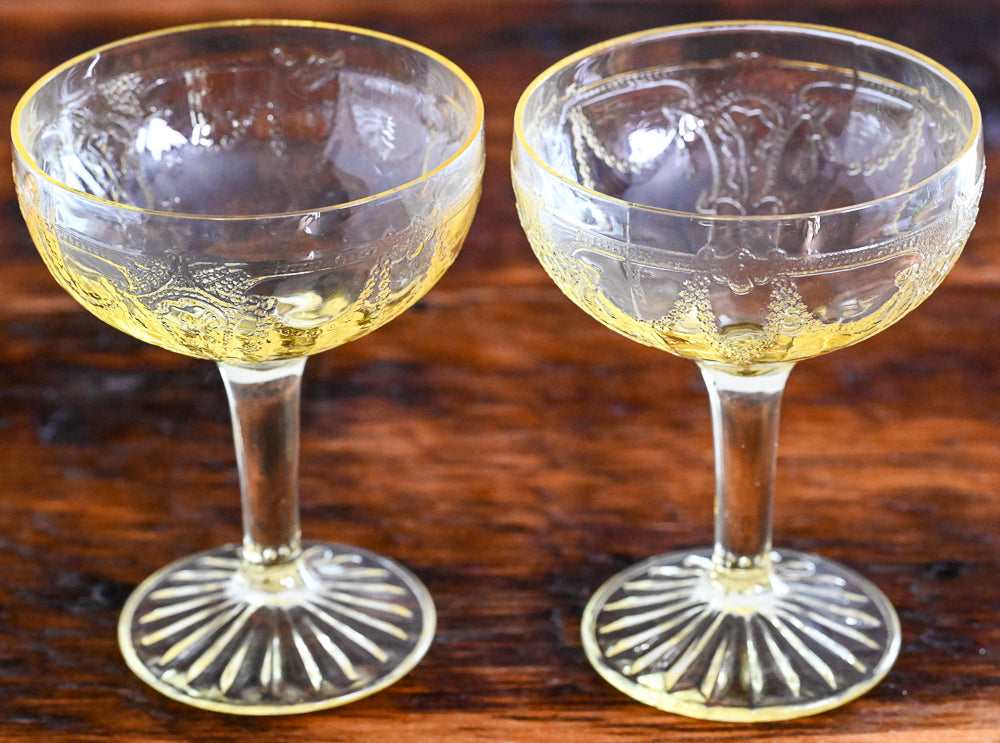 Anchor Hocking yellow pressed glass cocktail coupes
