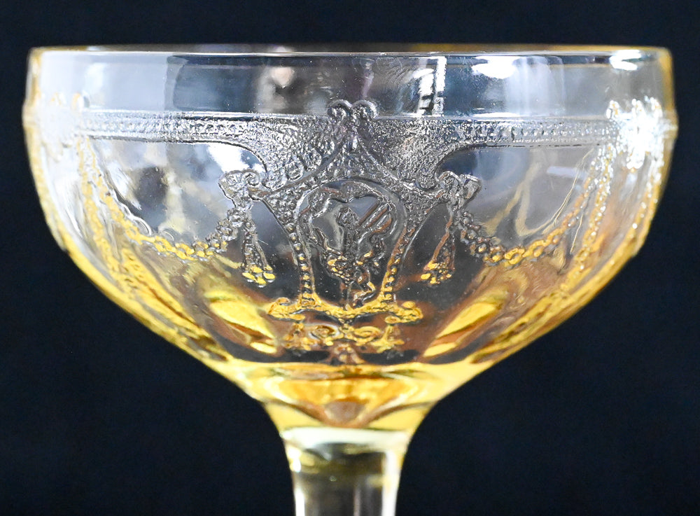 Anchor Hocking yellow pressed glass cocktail coupes