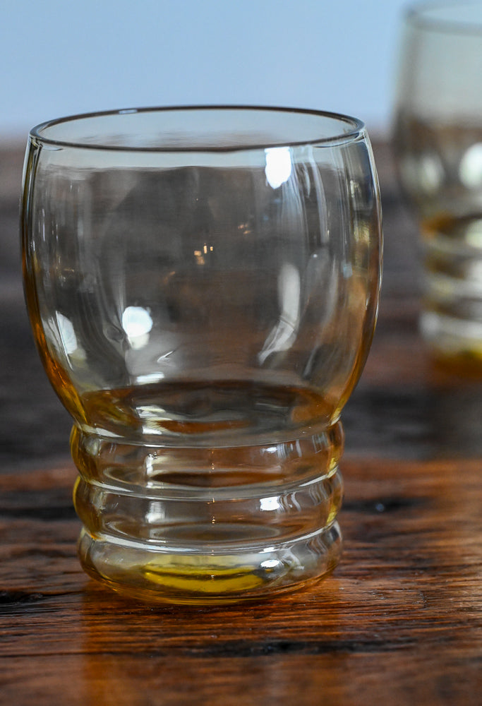Amber Glass ribbed bottom tumbler