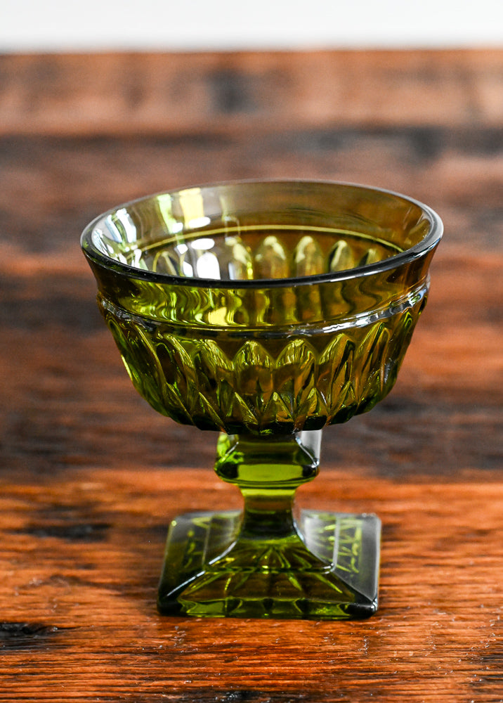 Indiana Glass green footed low goblets