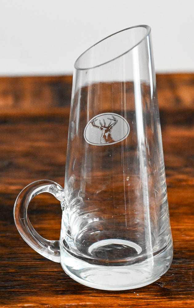 slant top clear glass deer pitcher