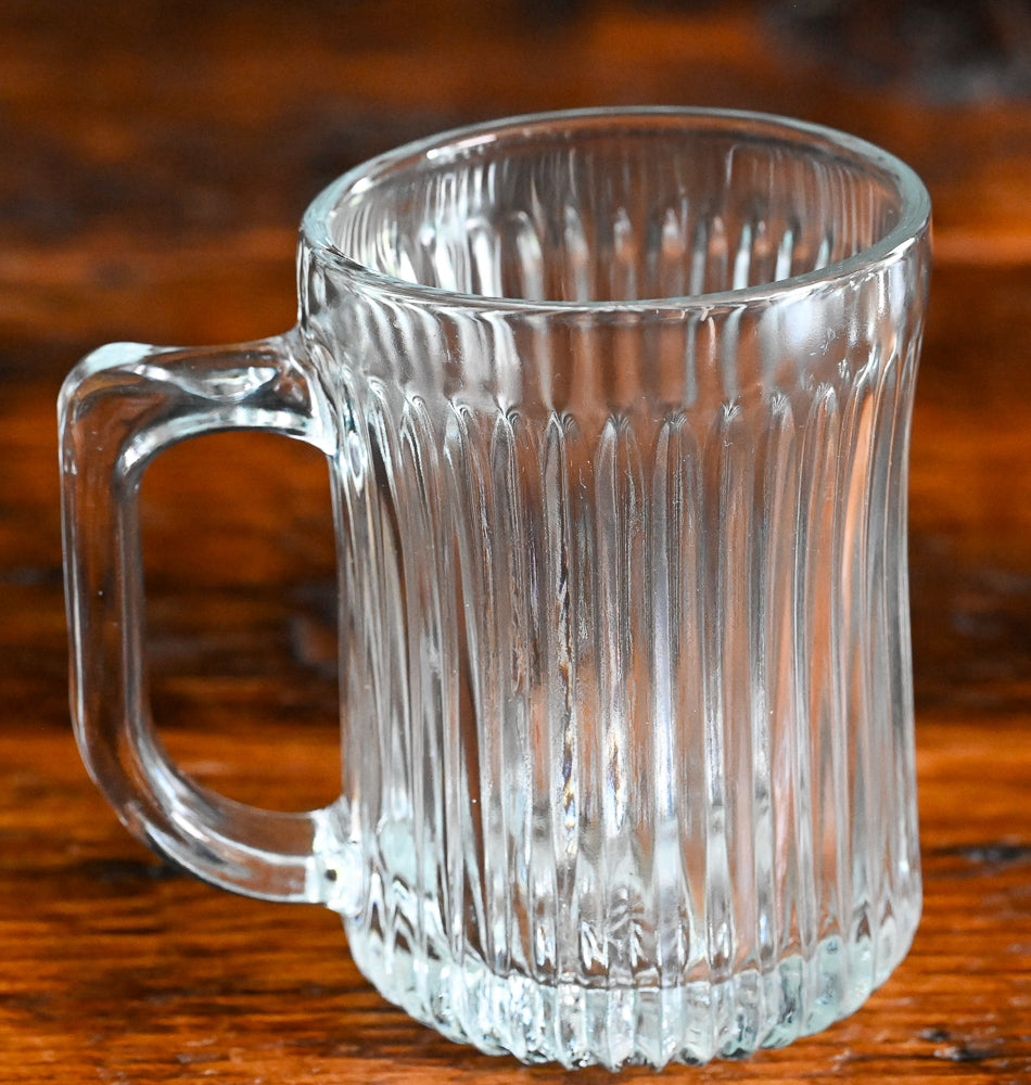 vertical lined Gibson Royal Crest Clear Glass Mugs