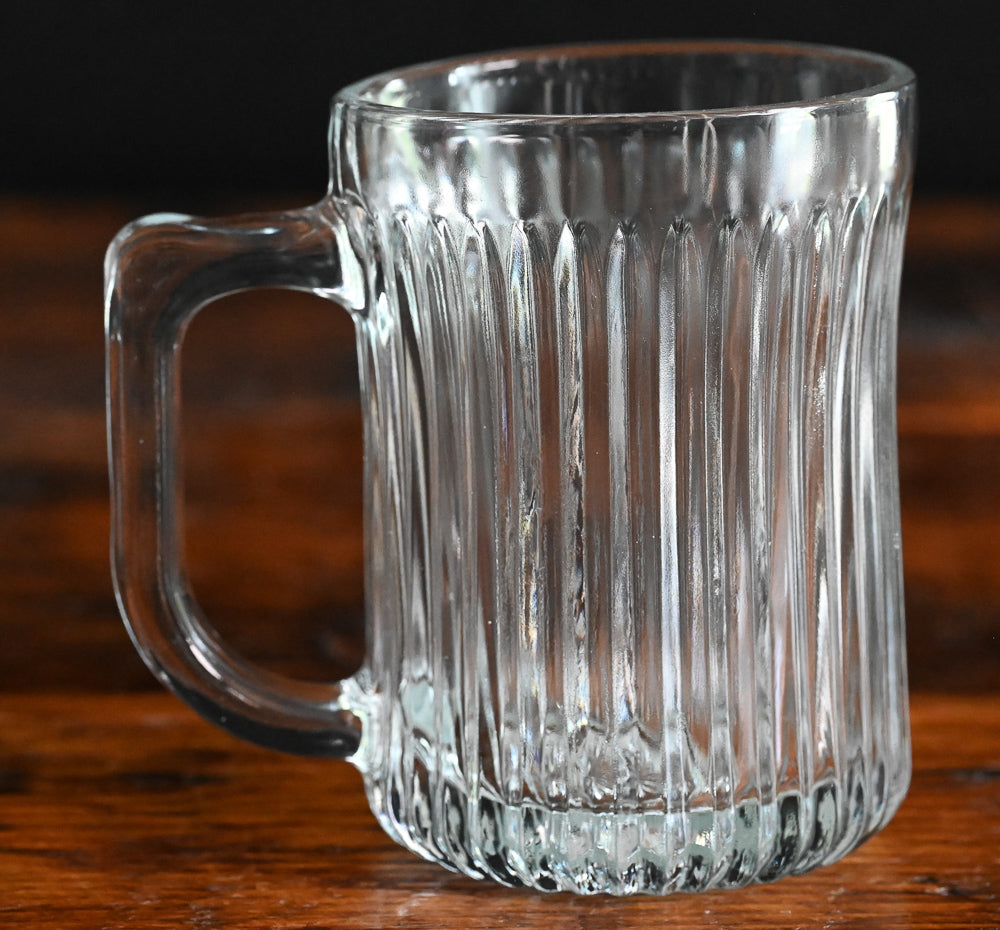 vertical lined Gibson Royal Crest Clear Glass Mugs