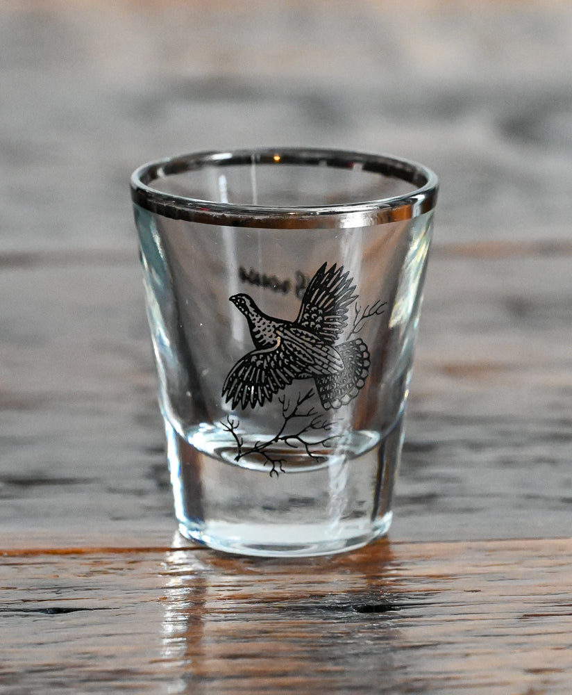 black grouse silver rimmed shotglass