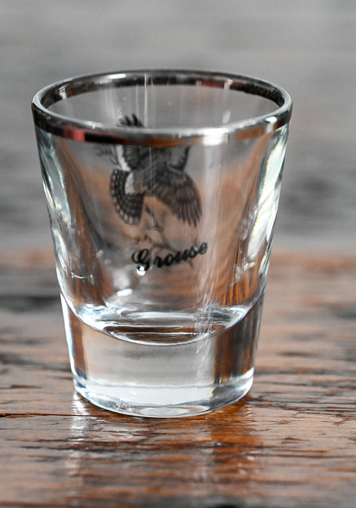 black grouse silver rimmed shotglass