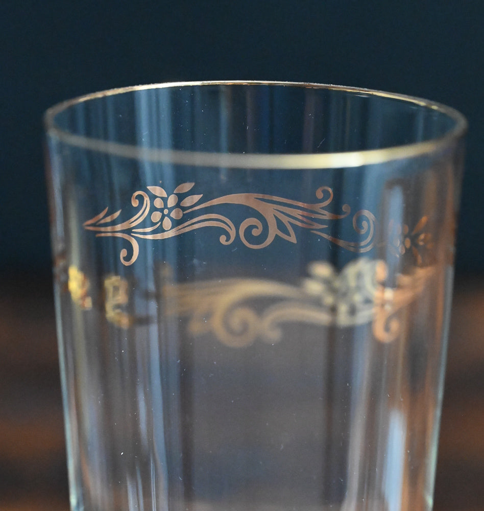 Homer Laughlin Gold Crown Gold Rim tall highball glasses