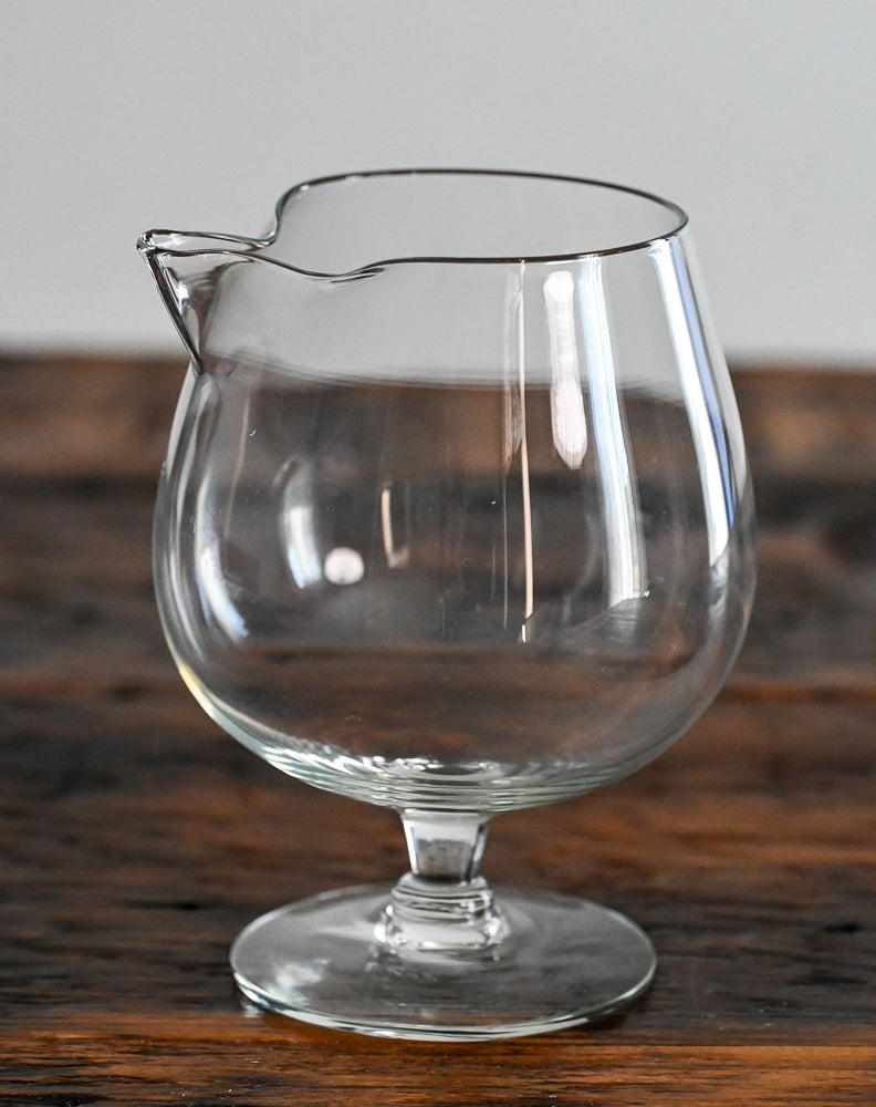 clear glass mixing glass with spout