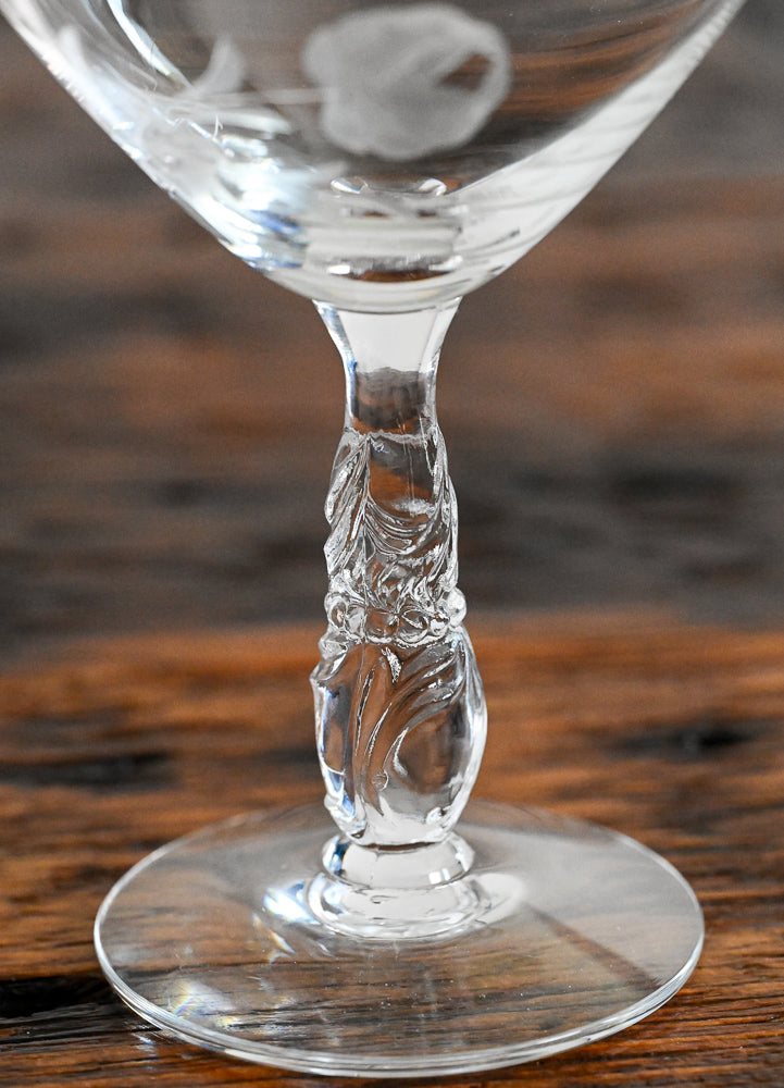 Nancy Prentiss by Tiffin floral etched stemmed glass