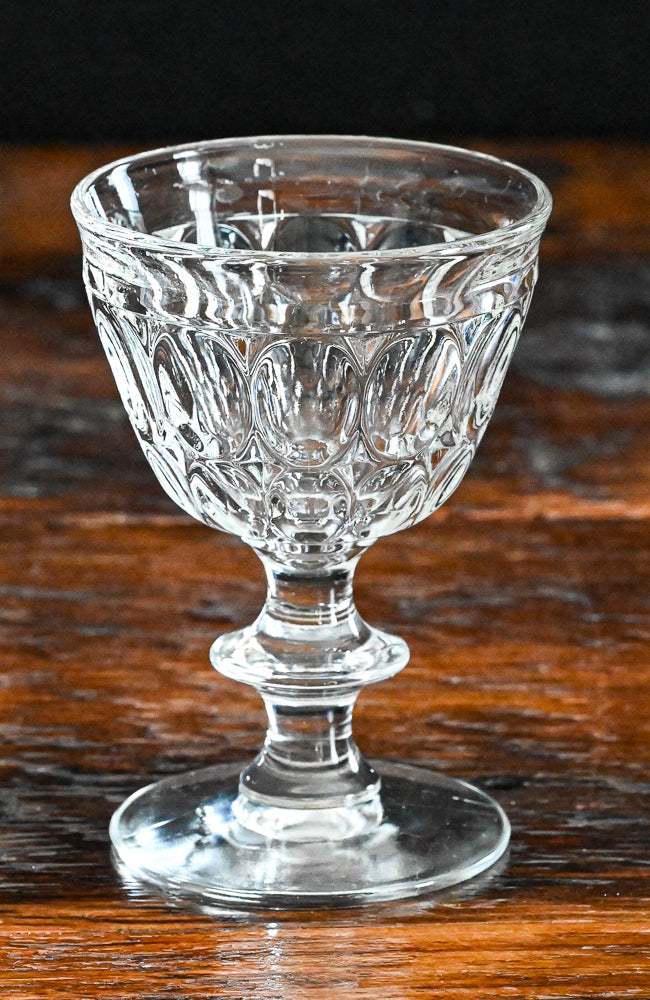 clear Jeannette thumbprint cocktail coupes