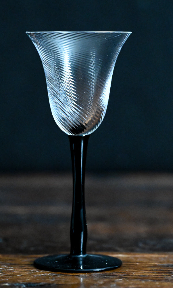 clear optic swirl black stem Sasaki Spiral Royale wine glasses