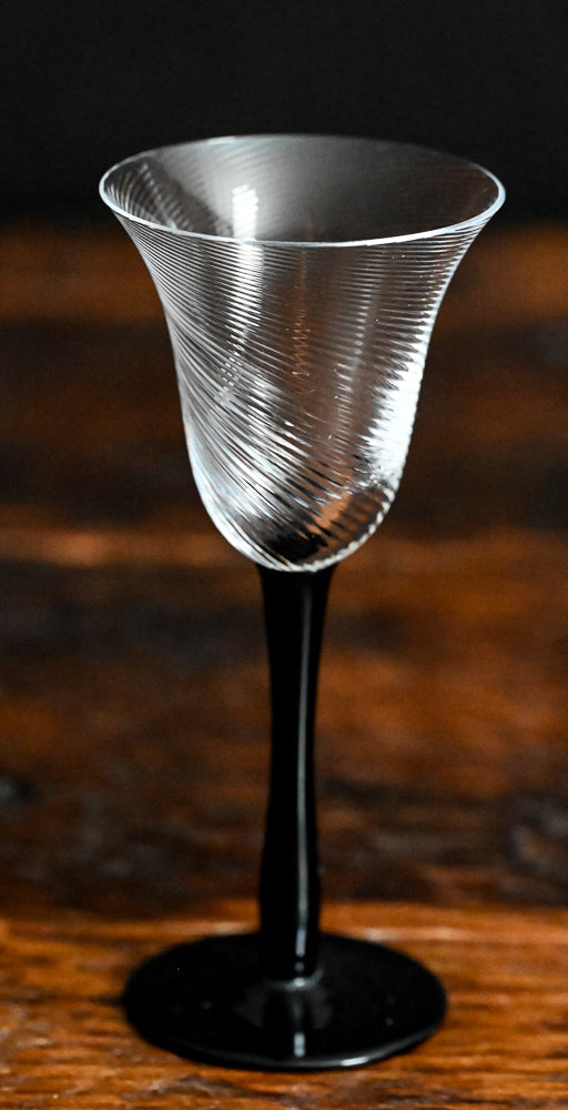 clear optic swirl black stem Sasaki Spiral Royale wine glasses