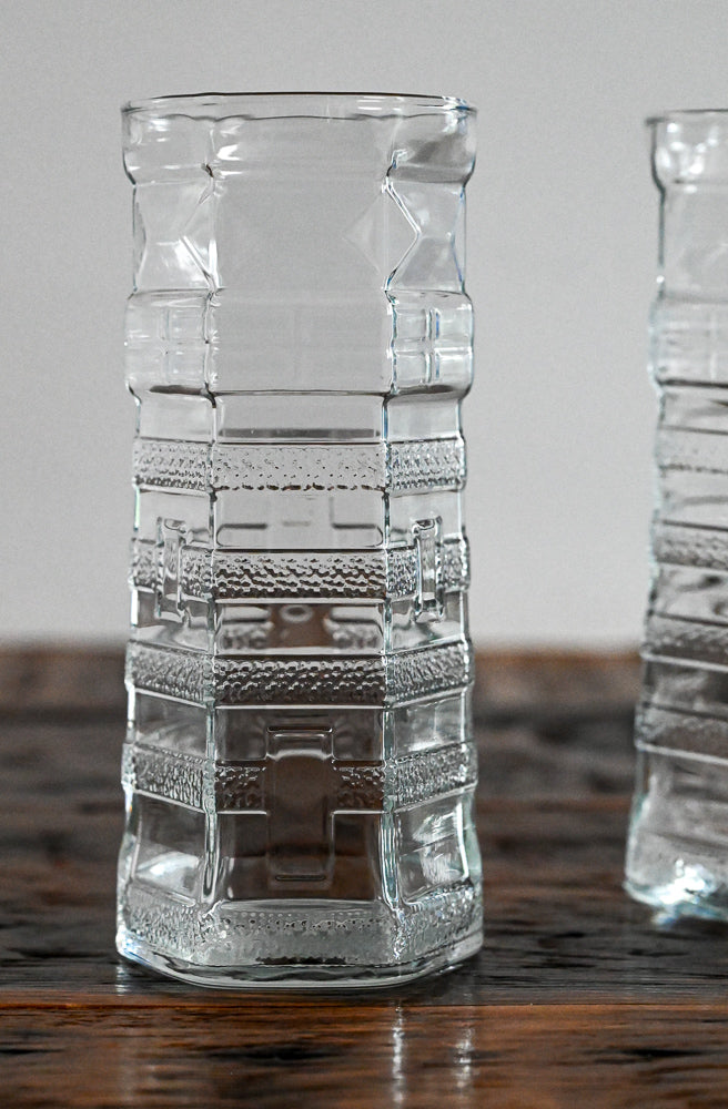 Red Lobster clear glasses shaped like lighthouses
