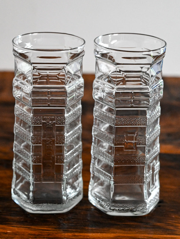 Red Lobster clear glasses shaped like lighthouses