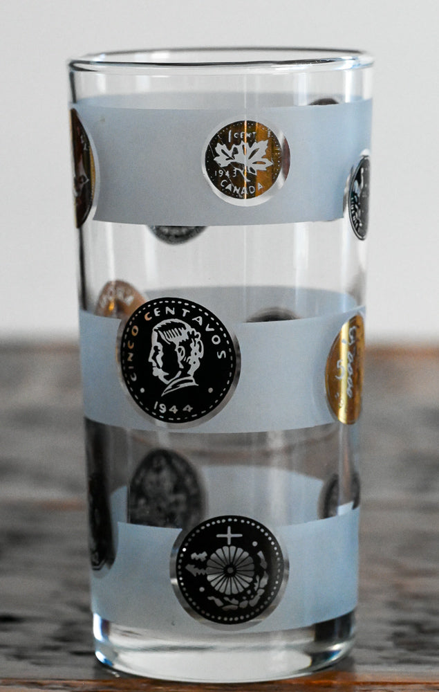 Old Coin Gold/black/copper frosted highball glasses