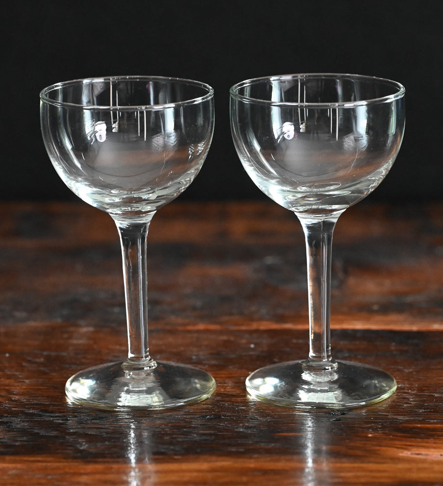 clear Nick and Nora cocktail coupes