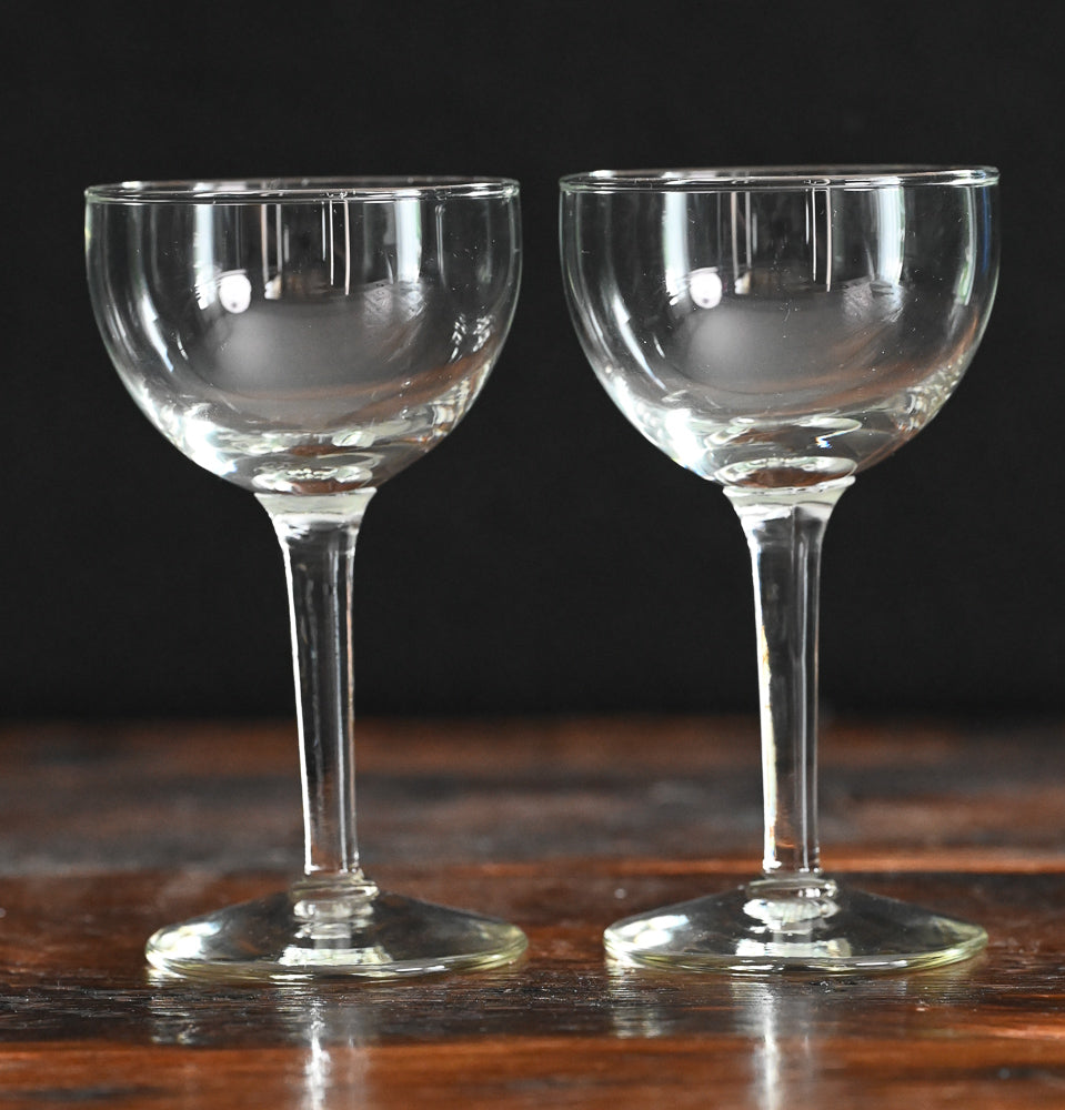 clear Nick and Nora cocktail coupes