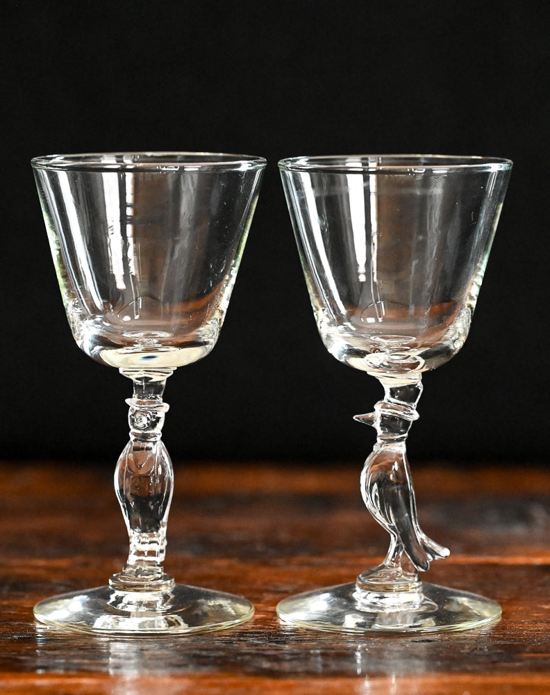 crow with a top hat stem Old Crow whiskey glasses