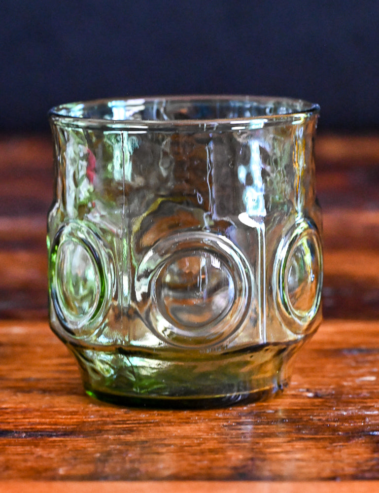 avocado green Anchor Hocking Heritage Hill lowball glasses
