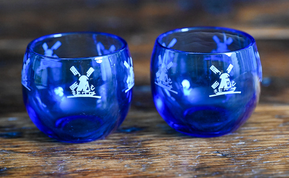 cobalt Hazel Atlas windmill Roly Poly Glasses