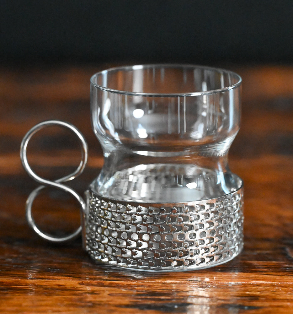 glass tea glasses with nickel plated handles