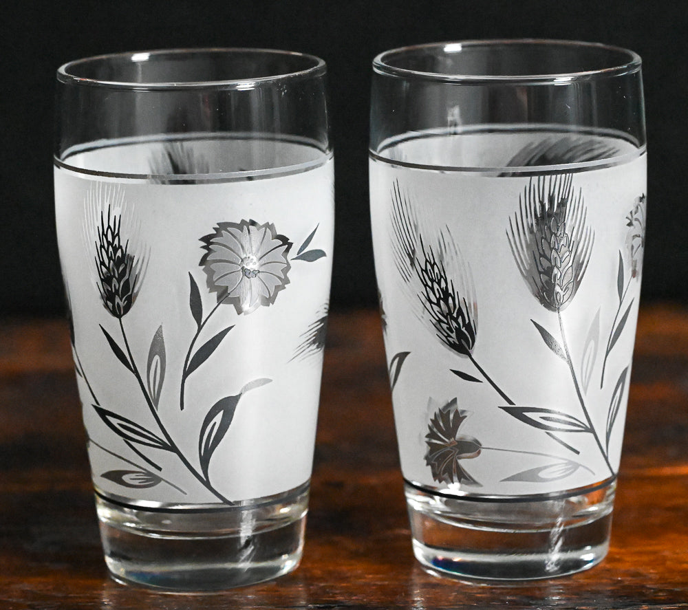 Libbey silver wheat and thistle pattern tumblers