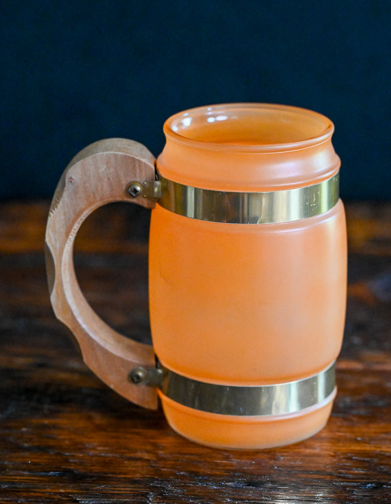 orange siestaware mug with wooden handle