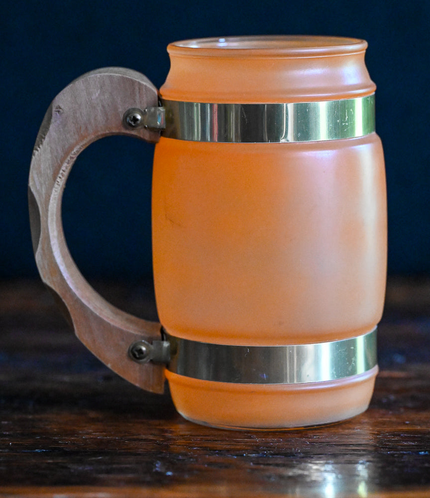 orange siestaware mug with wooden handle
