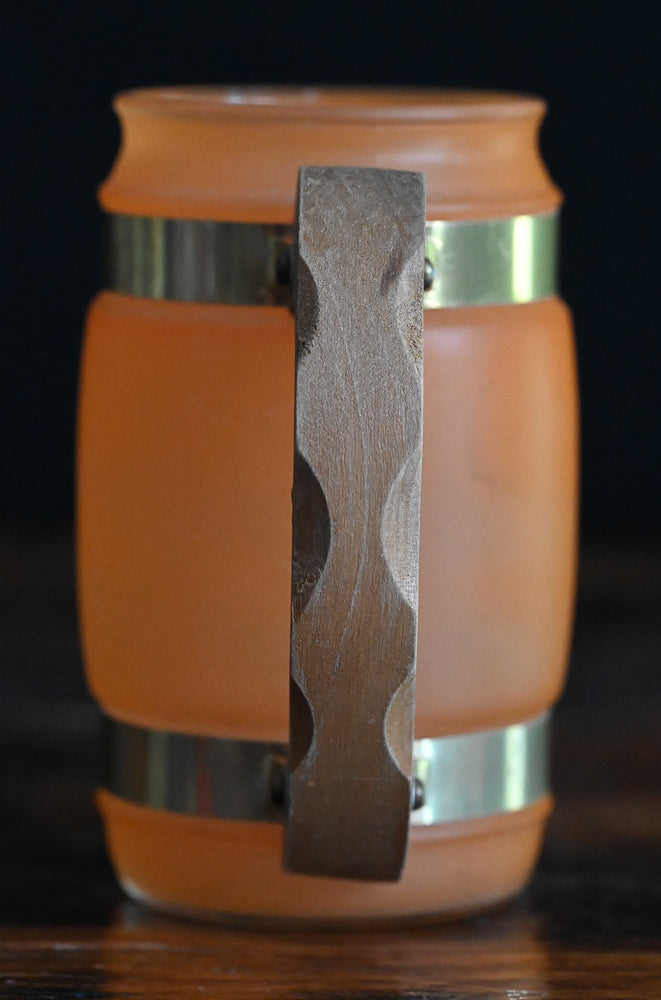 orange siestaware mug with wooden handle