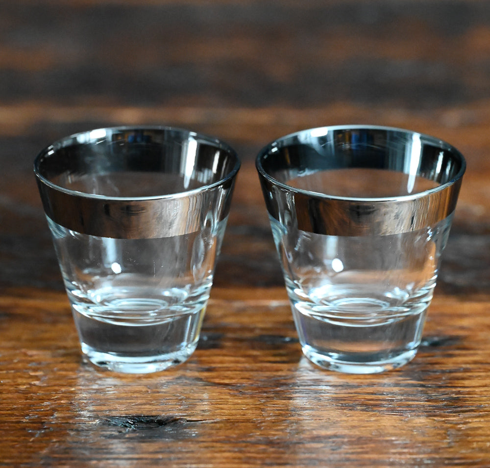 Dorothy Thorpe Style silver rim lowball glass