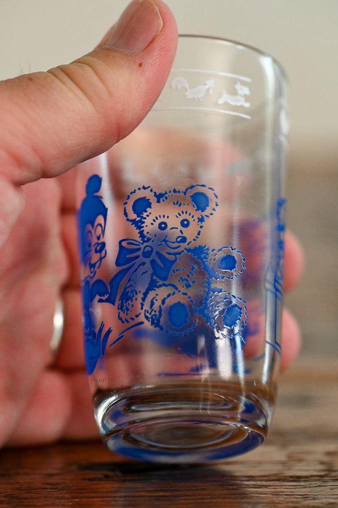 blue bears print on juice glasses